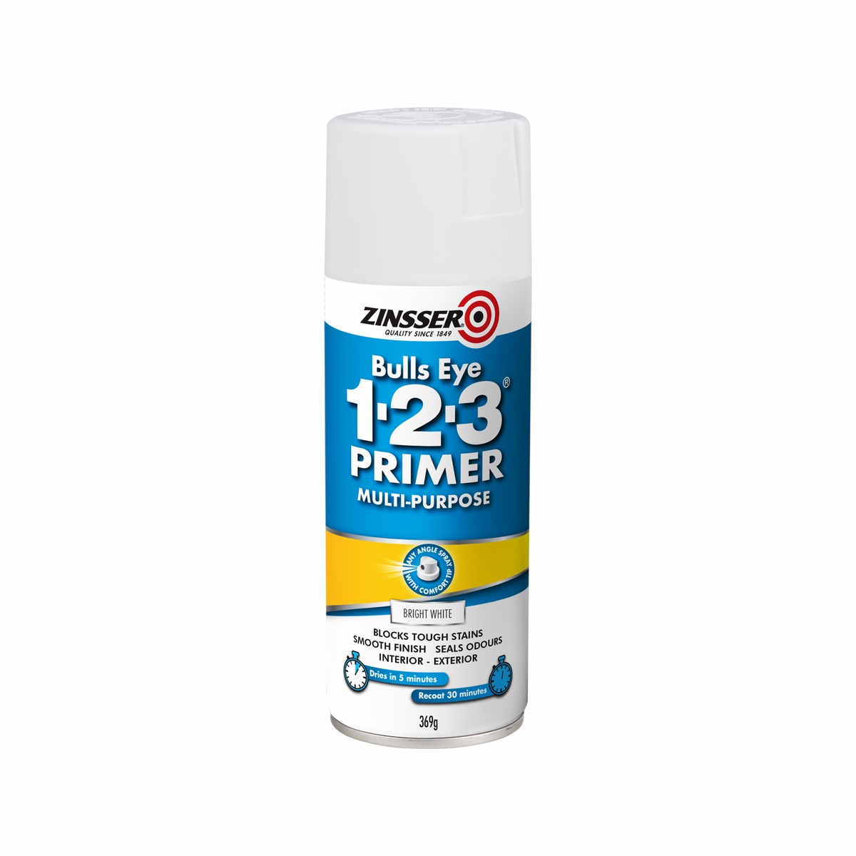 Zinsser Bulls Eye 1-2-3 Bright White Primer Sealer Spray 369g