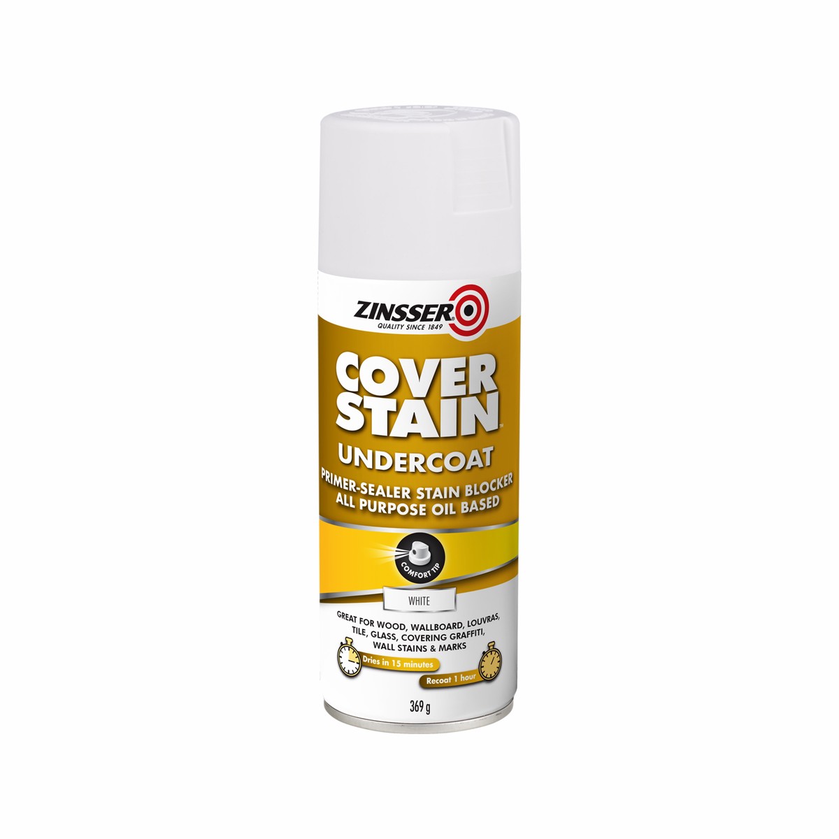 Zinsser CoverStain 369g Primer Sealer & Stain Blocker Aerosol - Oil Based, Indoor & Outdoor