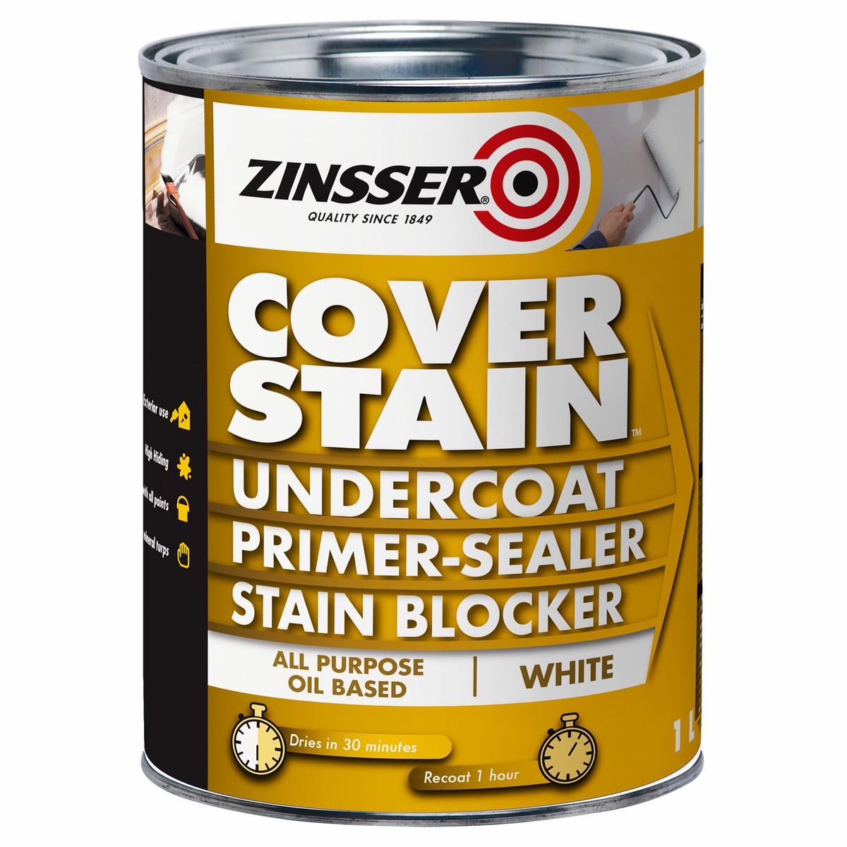 Zinsser CoverStain Primer Sealer Stain Blocker 1L White Oil-Based Tintable