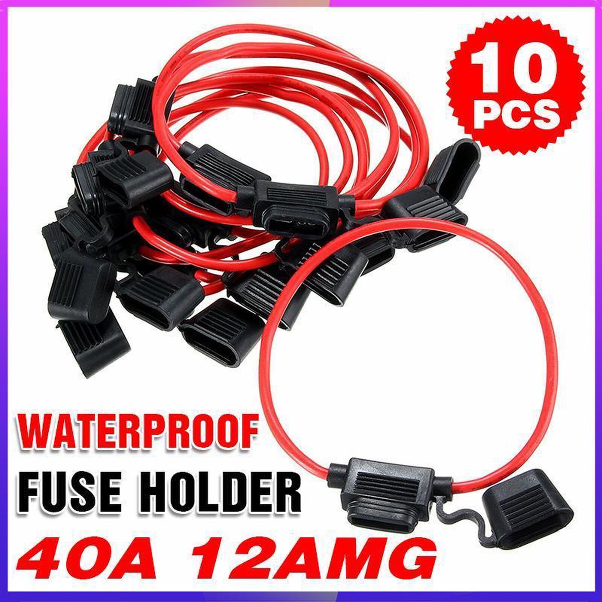 10-Pack 12V 40A Waterproof Blade Inline Fuse Holders