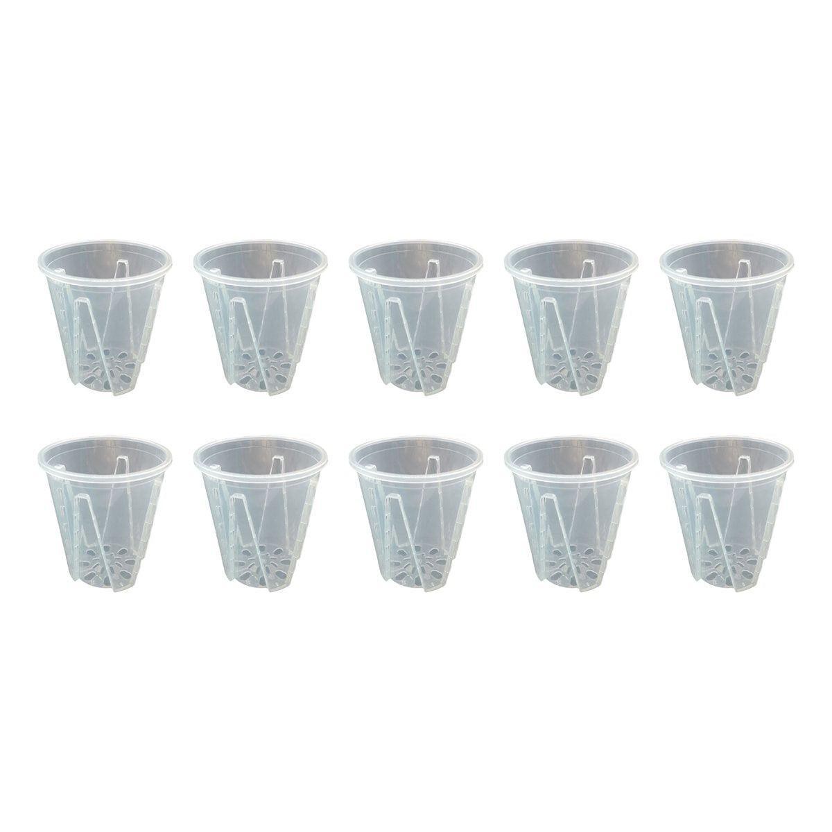 10x Clear Plastic Orchid Pots 17cm for Phalaenopsis Root Aeration & Drainage