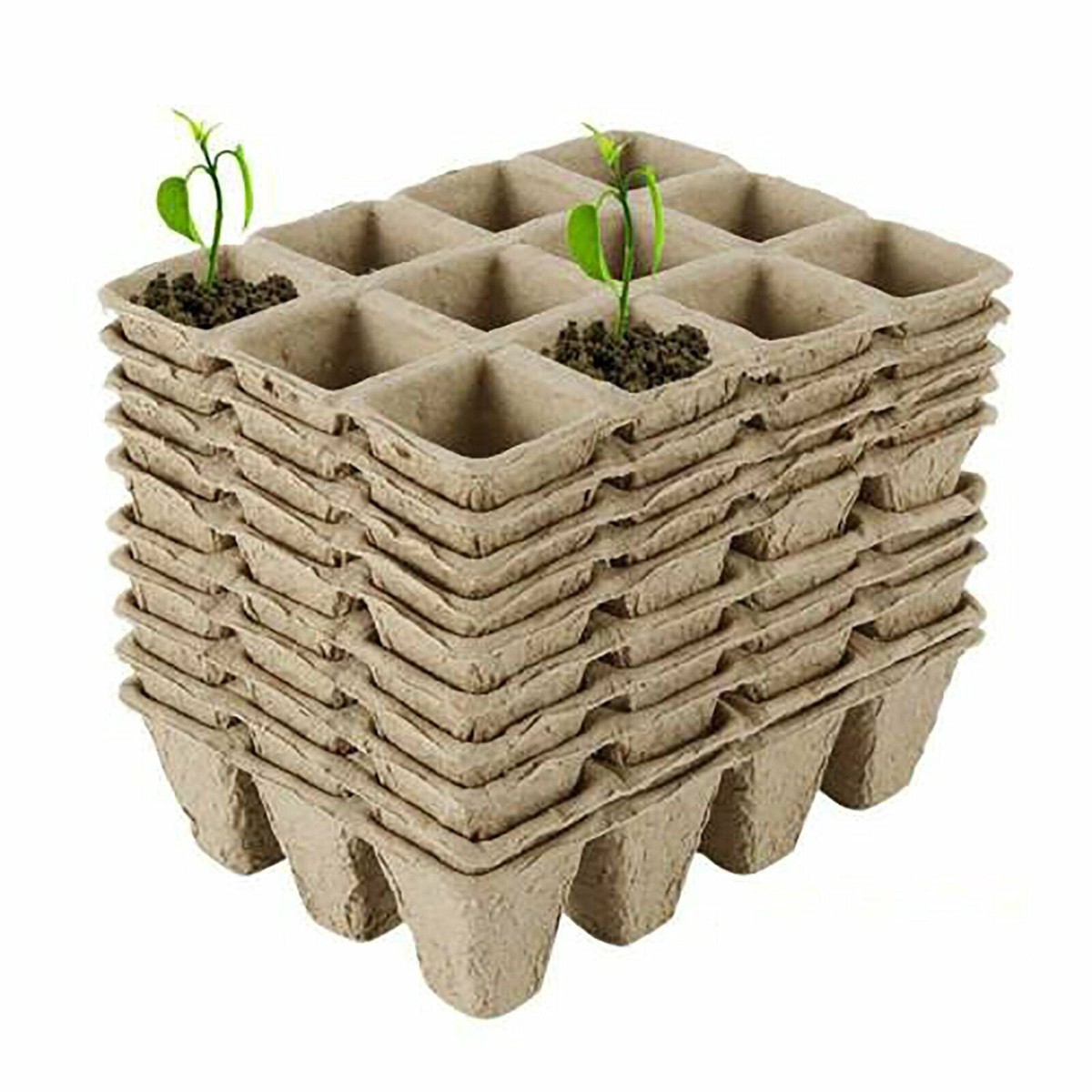 10pcs Biodegradable Seedling Trays 12-Hole Garden Starter, Eco-Friendly, 16.5x12x12 cm