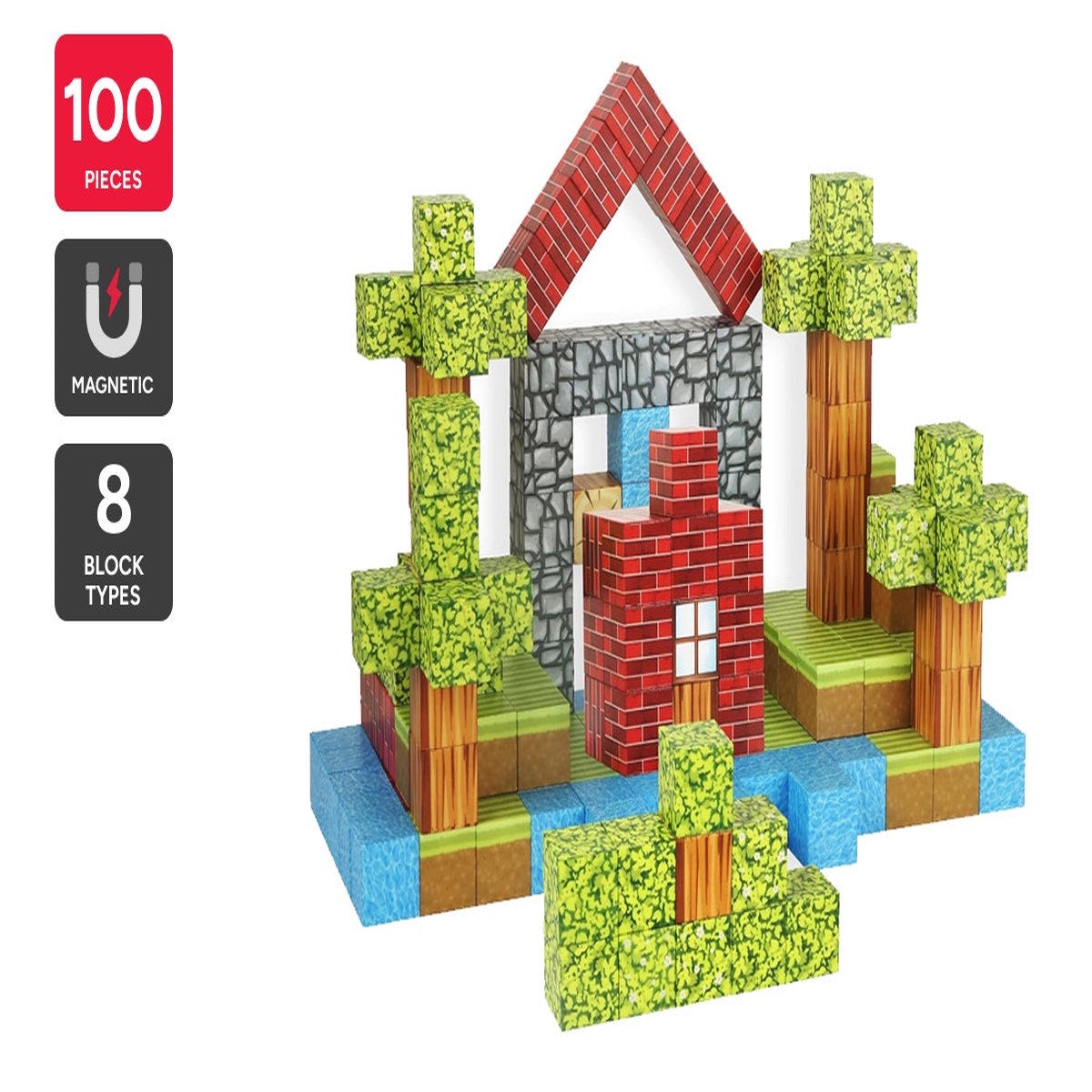 100 Piece Colorful Kids Magnetic Block Set for Creative Play
