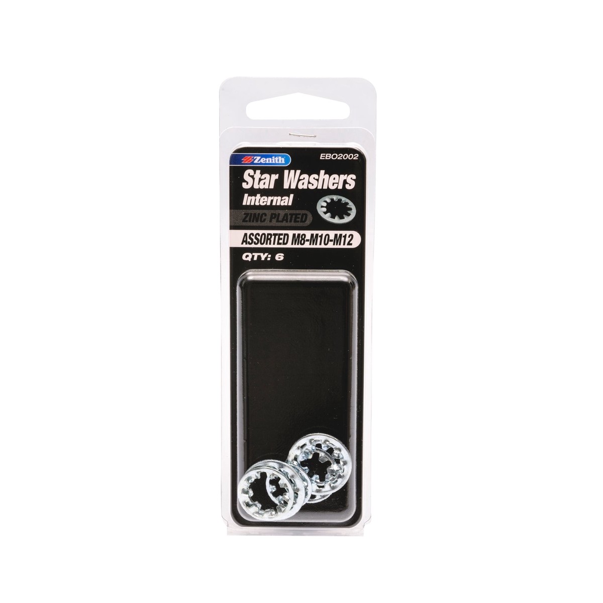 Zenith M8-M12 Zinc Plated Steel Assorted Internal Star Washer - 6 Pack