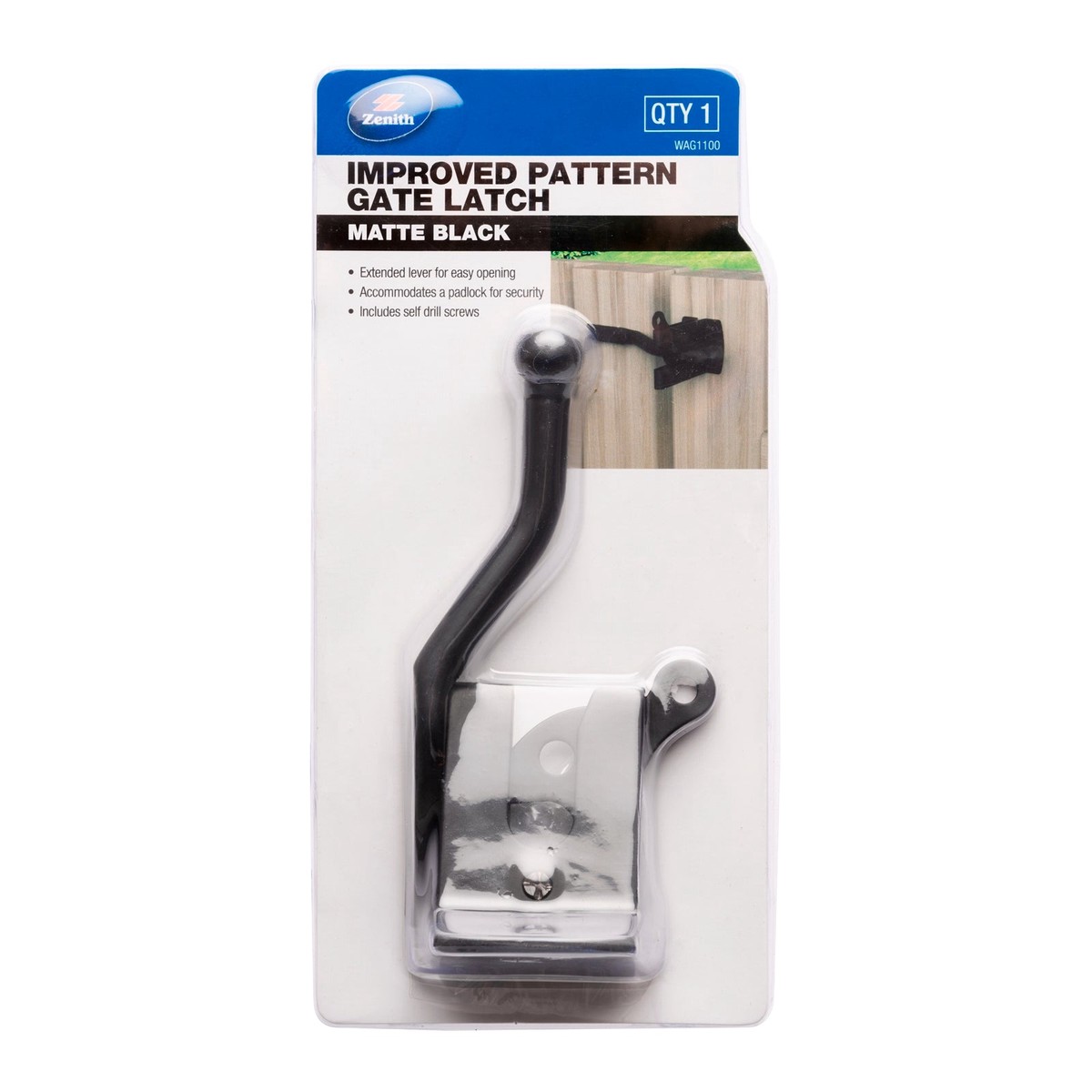 Zenith Matte Black Steel Improved Gate Latch