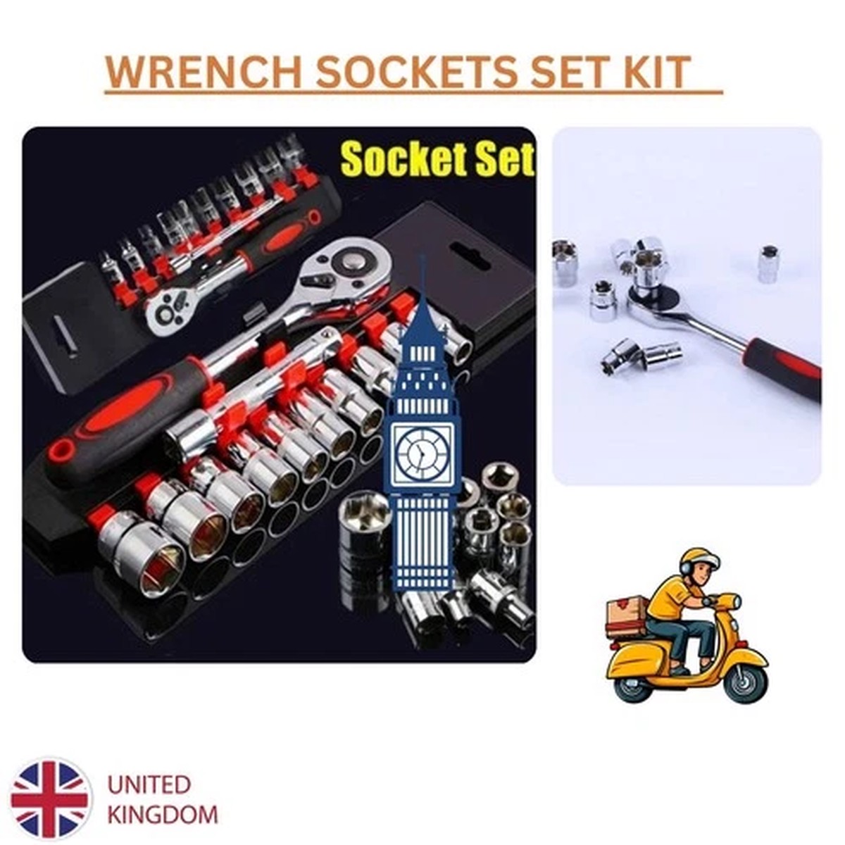 1/4" RATCHET WRENCH SOCKETS SET KIT QUARTER INCH DRIVE METRIC HOLDER RAIL RACK