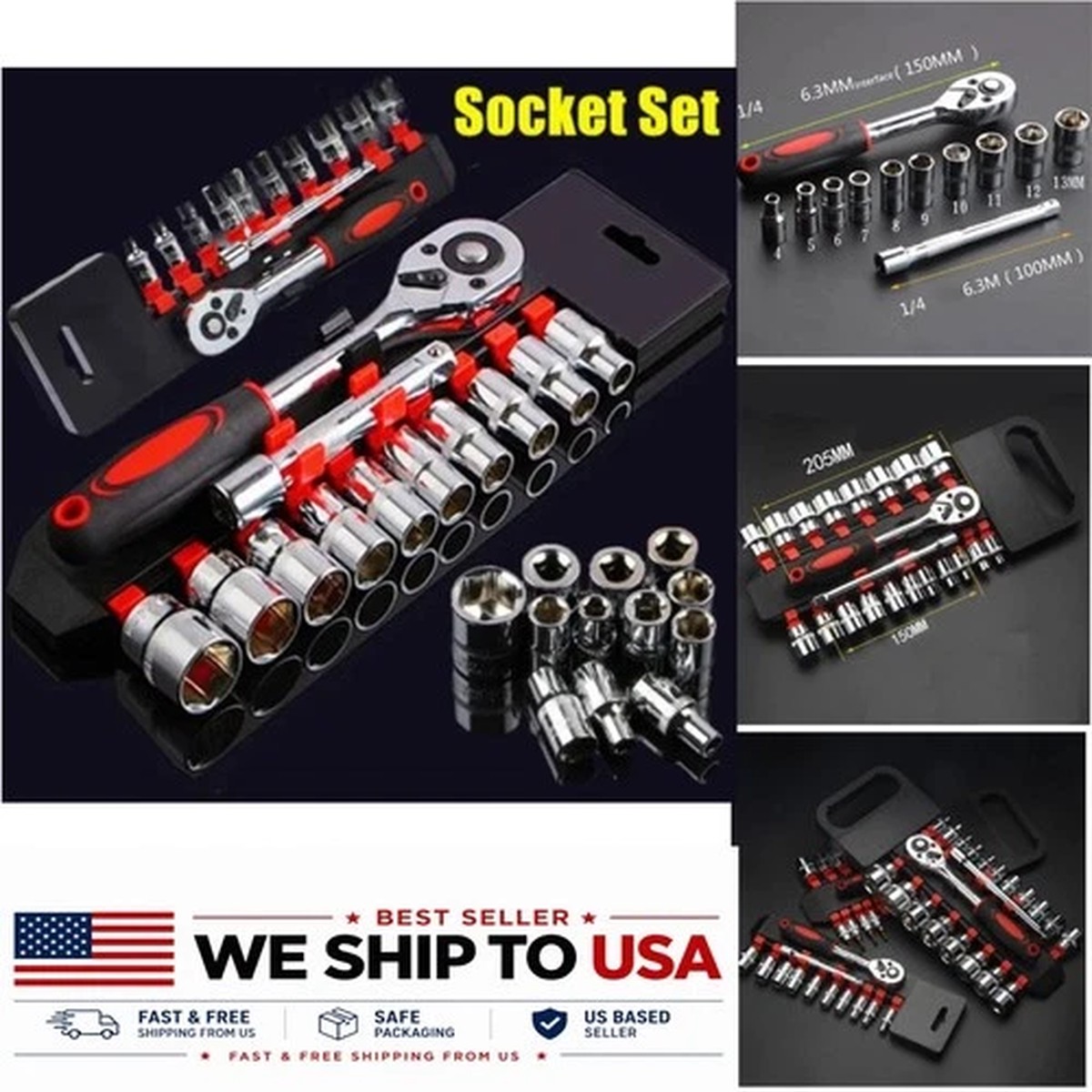 12-Piece Metric Socket Wrench Set Ratchet Tool Kit 4-13mm Steel
