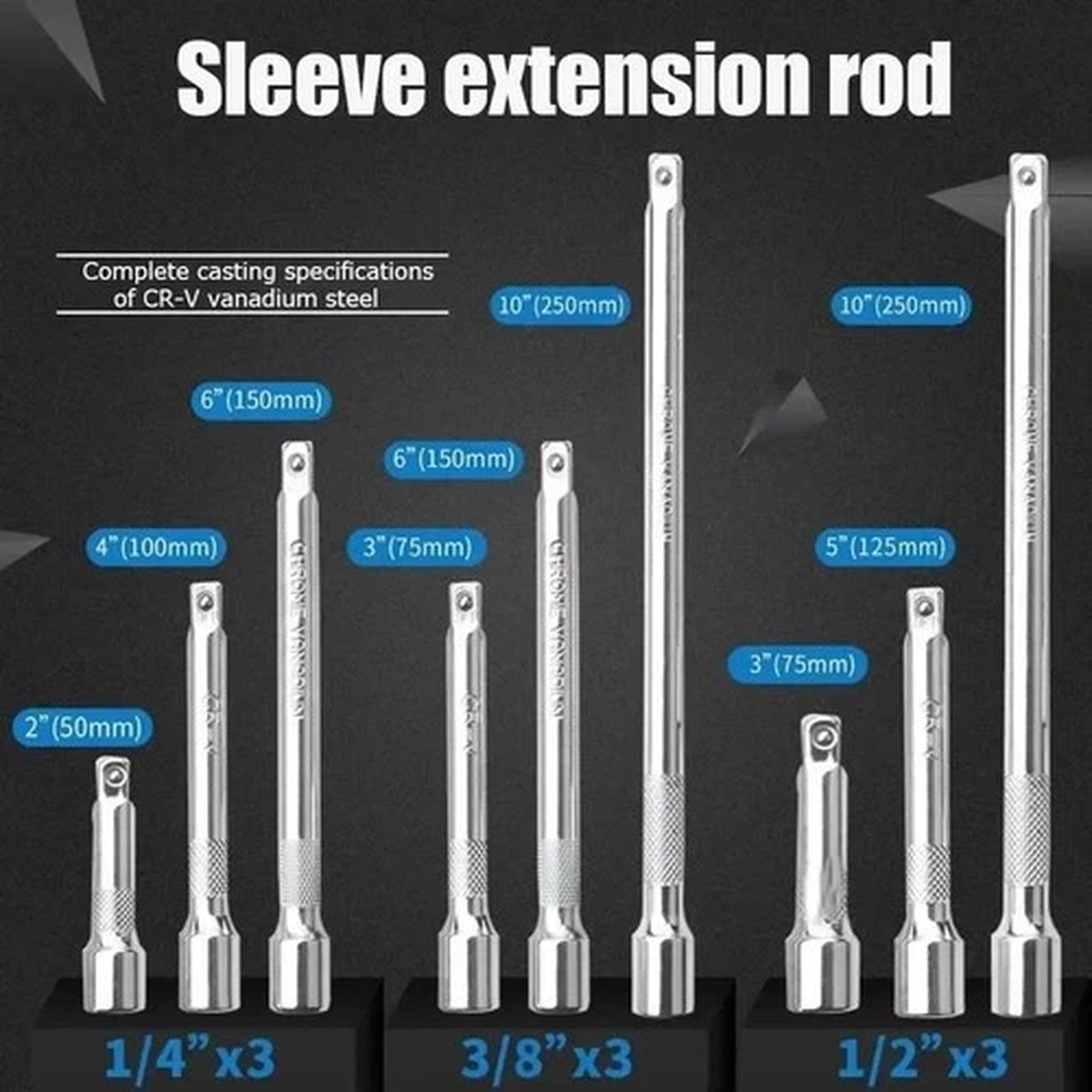 1/4" 3/8" Drive Socket Extension Bar CR-V Ratchet Wrench Extender Tool UK
