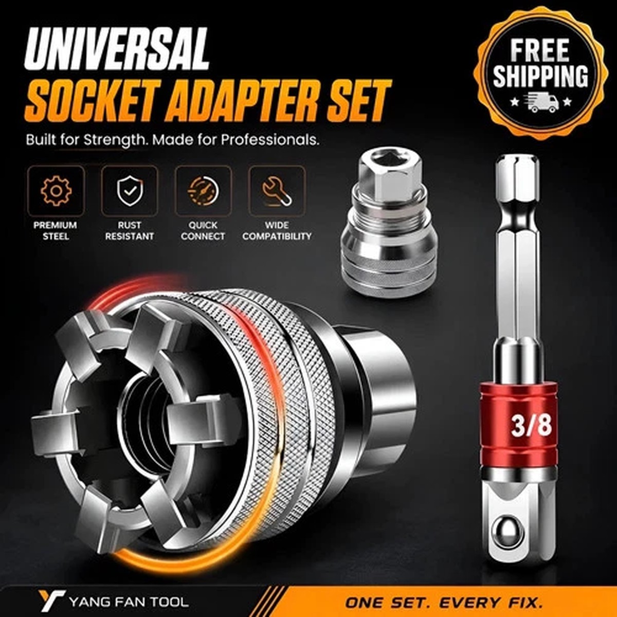 10-19mm Universal Socket Tool Adjustable Multifunction Wrench Sleeve Adapter Kit