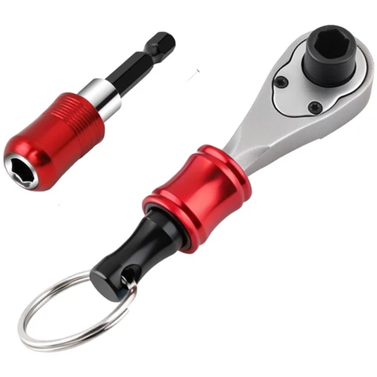 1/4 in Ratchet Wrench with Keychain Mount Plus Quick Release Bit Rod Adapter
