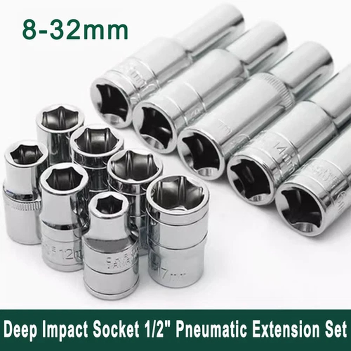 1 PCS Deep Impact Socket 1/2" Drive Pneumatic Extension Sleeve Set 8-32mm Tool