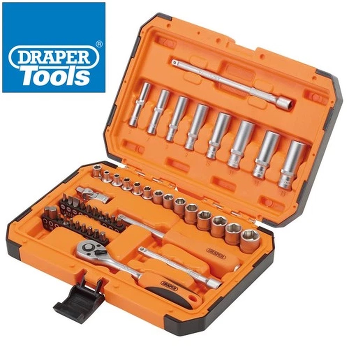 1/4" Drive Socket & Bit Set 47pc Draper HI-TORQ Chrome Vanadium 6 Point Sockets