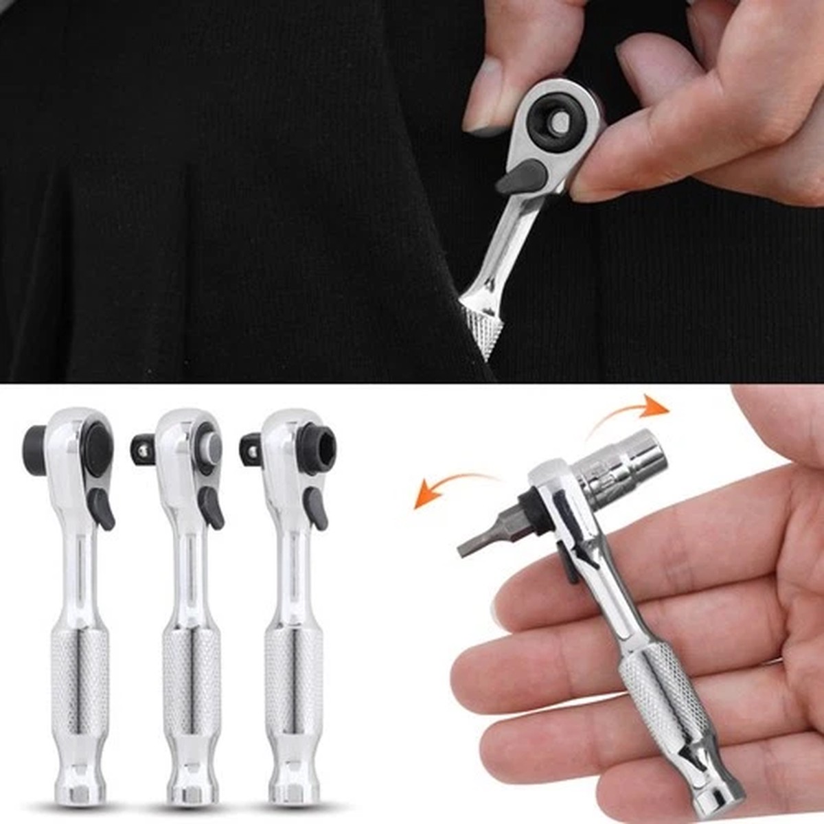 1/4 Drive Wrench Ergonomic Ratchet Anti-slip Handle Fast Ratchet Mechanism