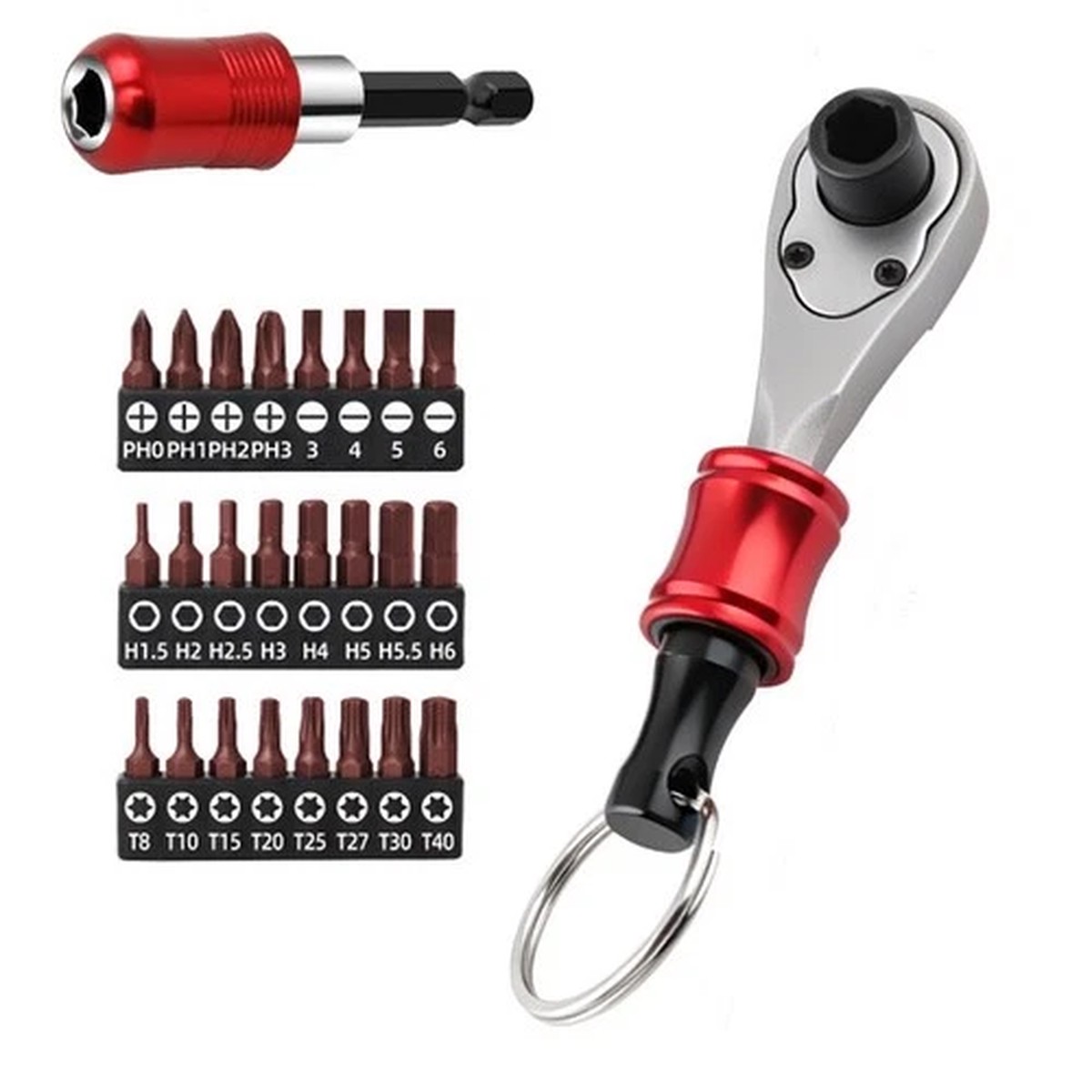 1/4 in Ratchet Wrench with Extension Bar Compatibility and Keychain Convenience