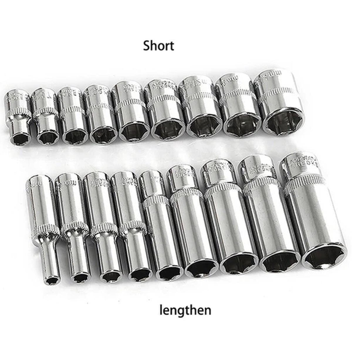 1/4" Socket Deep Drive 4mm-14mm Ratchet Deep Hex Sockets Cr-v Steel Long Reach