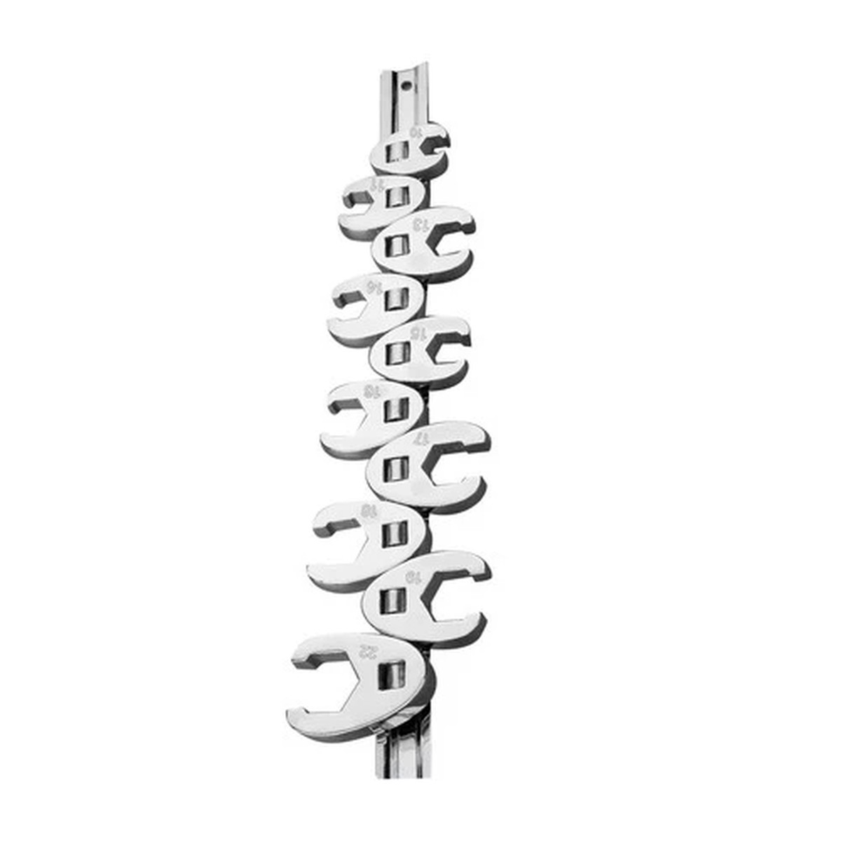 10 Piece 3/8 Drive Crowfoot Wrench Set Metric Chrome Carbon Steel with Clip