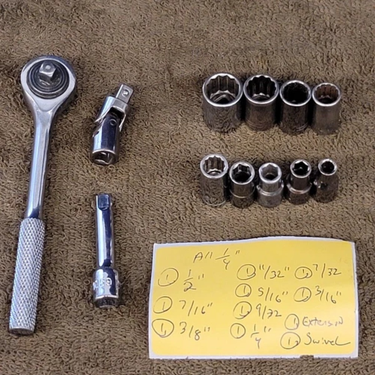 12 KAL 1/4" Drive Ratchet Socket Extension Swivel Joint Adapter Set Tool USA