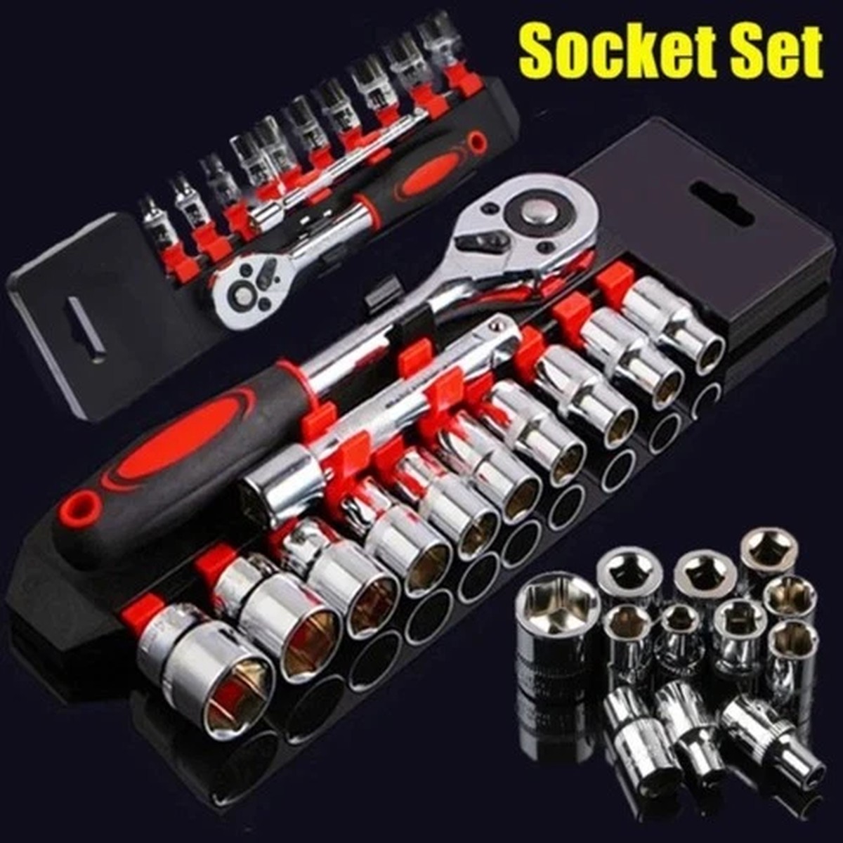 12 Pcs Metric Socket Wrench Set Ratchet Chrome Vanadium Steel for Motorcycle