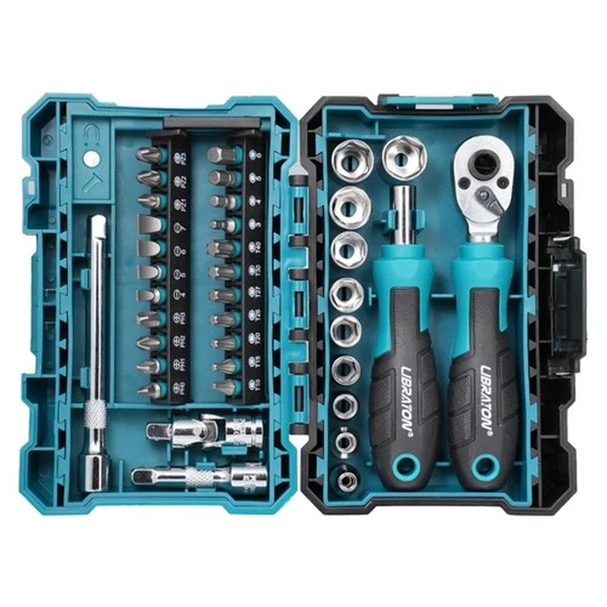 1/4" Dr Mini Socket & Ratchet Wrench Set with Bits, 4-13mm Socket