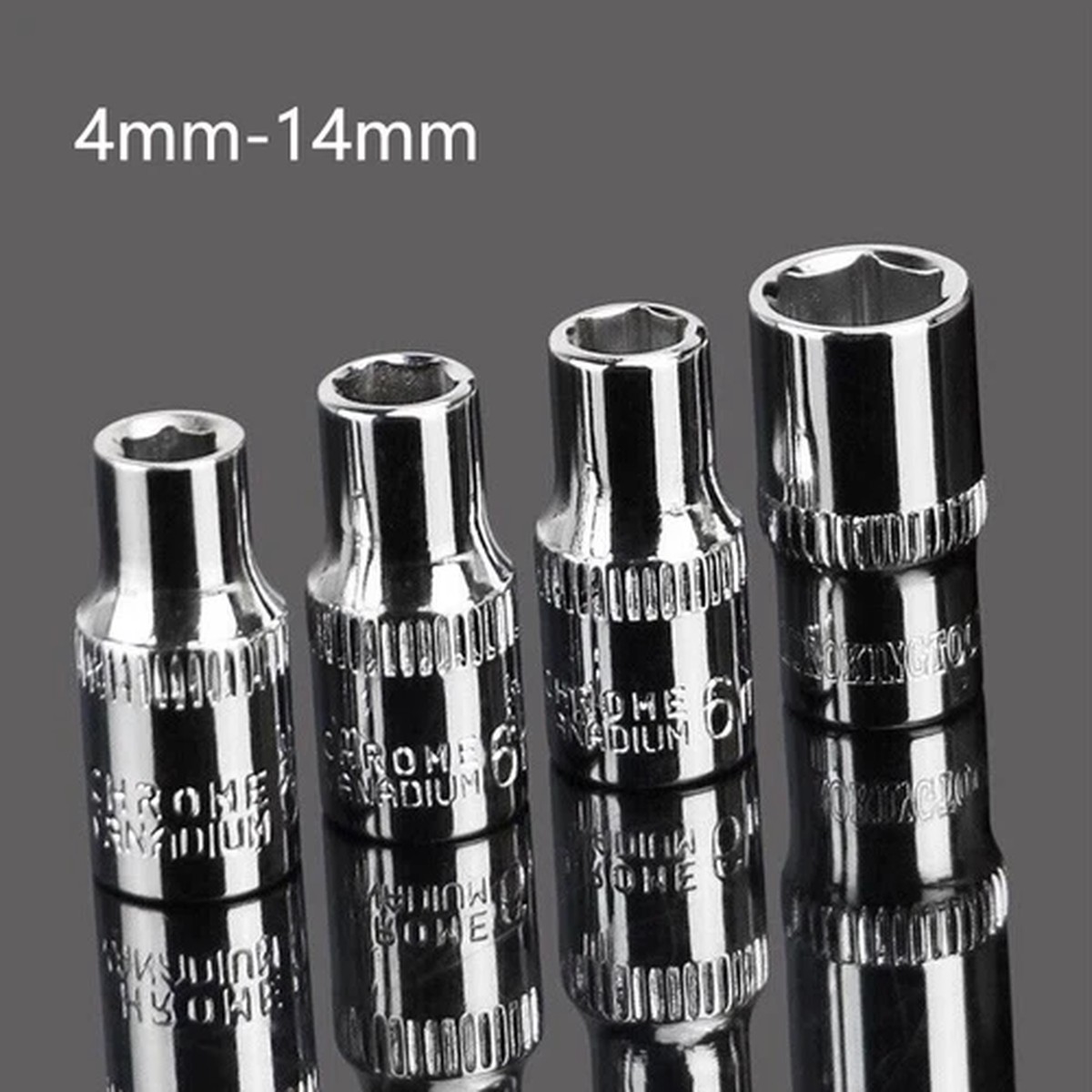 1/4" Drive Deep Socket Set 4mm-14mm Metric 6 Point Metric Ratchet Wrench CR-V