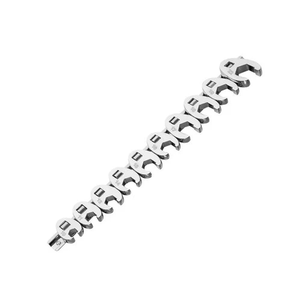 10 Piece 3/8" Drive Crowfoot Wrench Set Metric Chrome Finish Flare Nut Design