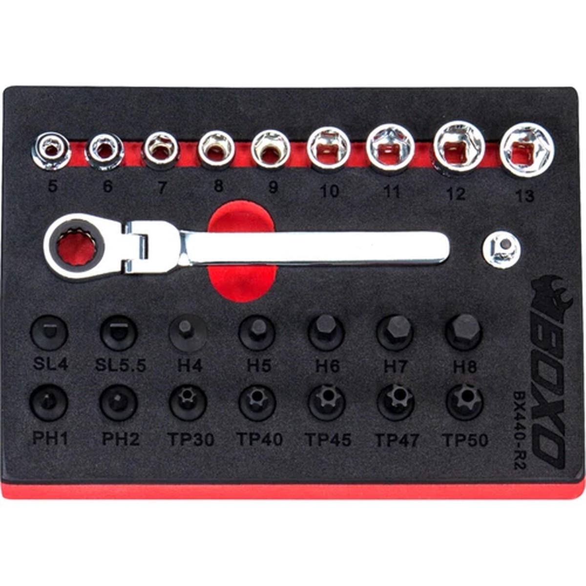 1/4" Drive Low Profile Socket & Stubby Bit Set 25 Pcs BX440-R2