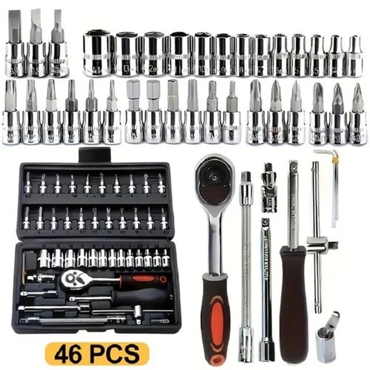 1/4" Ratchet Wrench Combination Socket Tool Set Kit Auto Car Repair Tool 46PCS