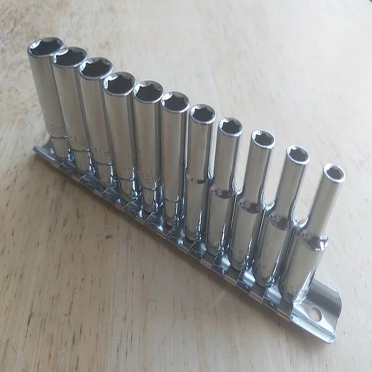11pc 1/4" Deep Reach Socket Set on Rail 4 Ratchet Drivers Wrench Nut Bolt Screw