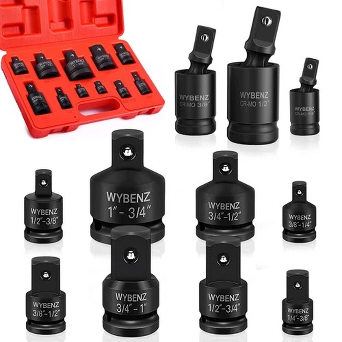 11PCS Impact Socket Adapter & Reducer Set 1/4" 1/2" 3/8" 3/4" Adapter