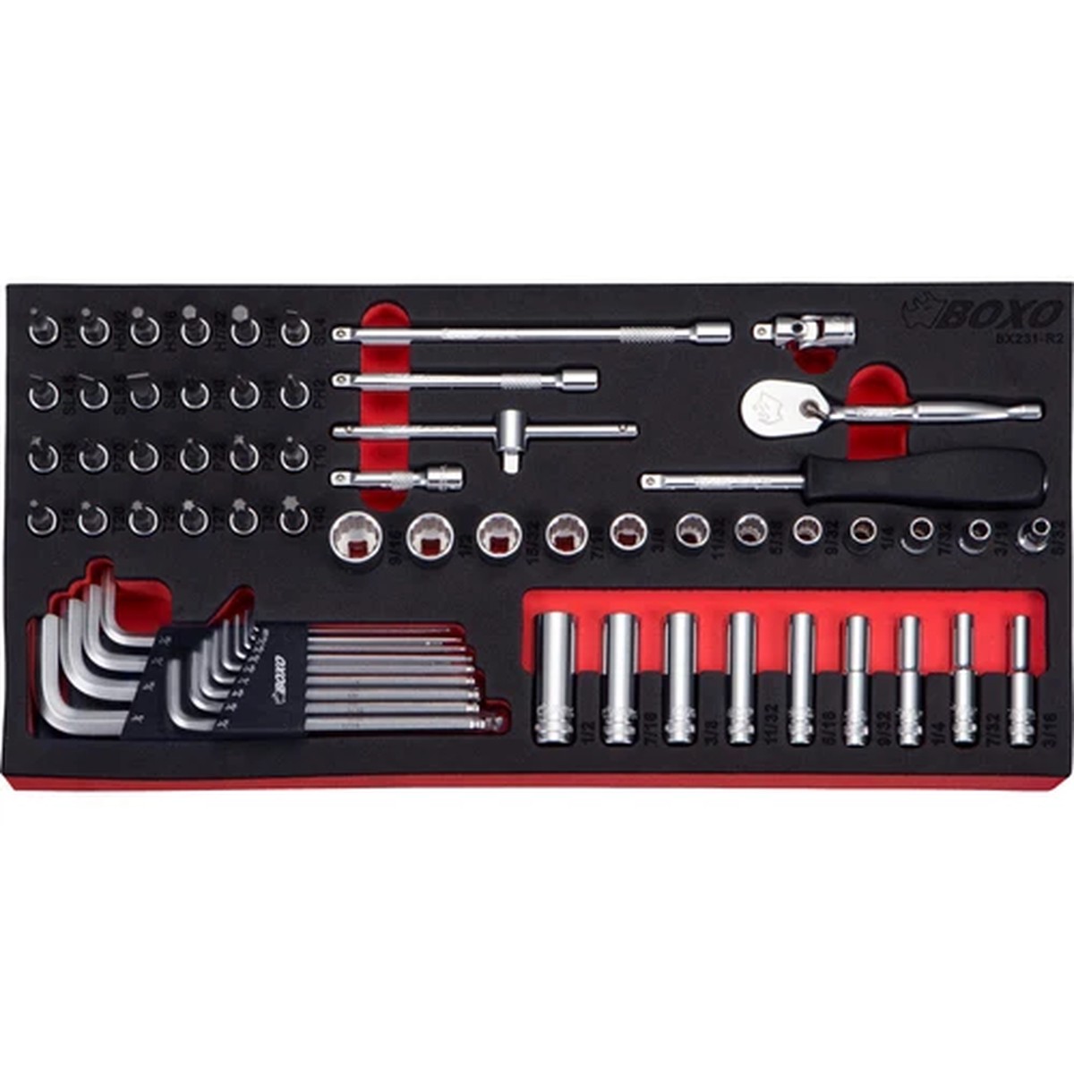1/4" Imperial Socket Set Master Set 65 Piece BOXO BX231-R2