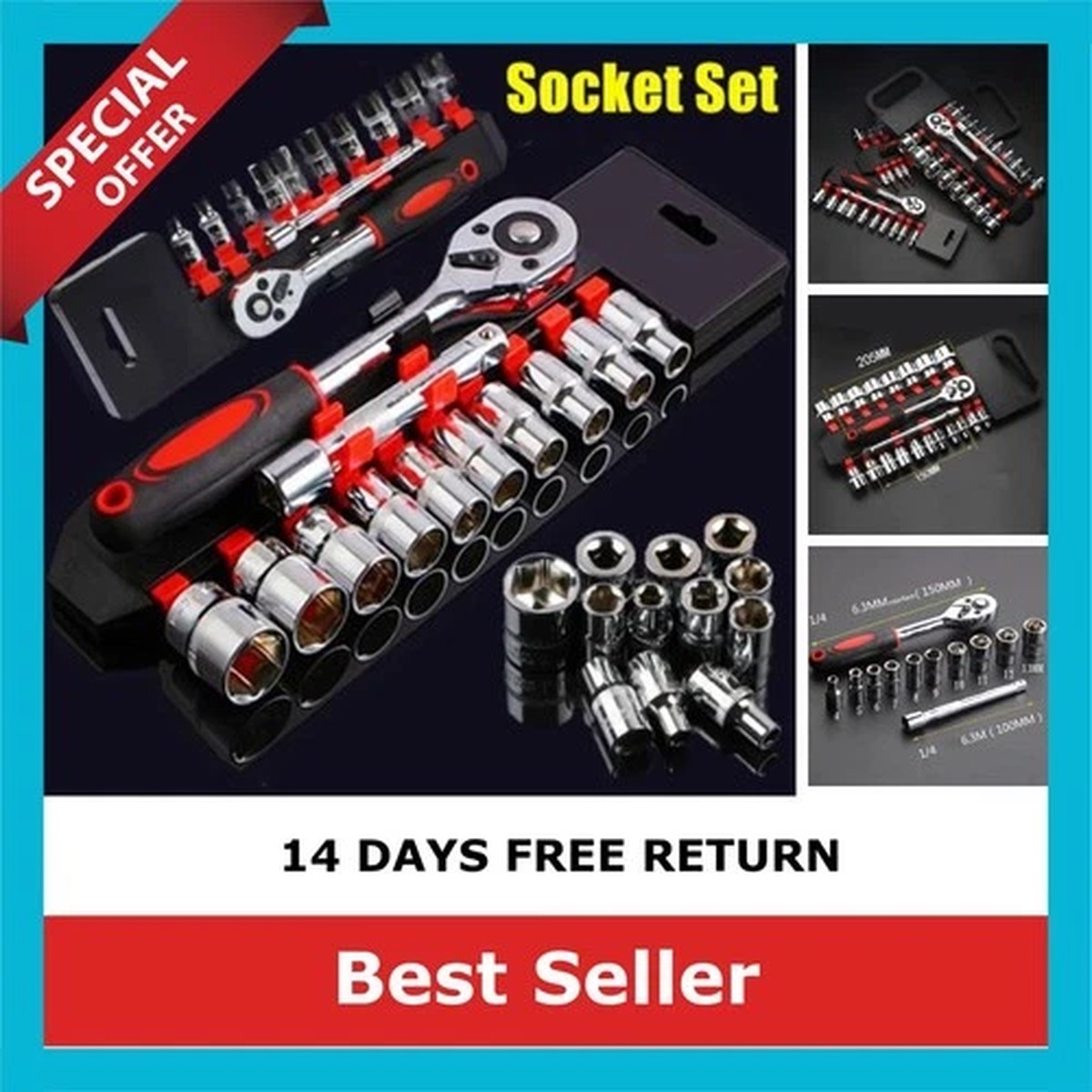 12 Piece Metric Socket Wrench Set Ratchet Motorcycle Bicycle Car Repair Tool Kit