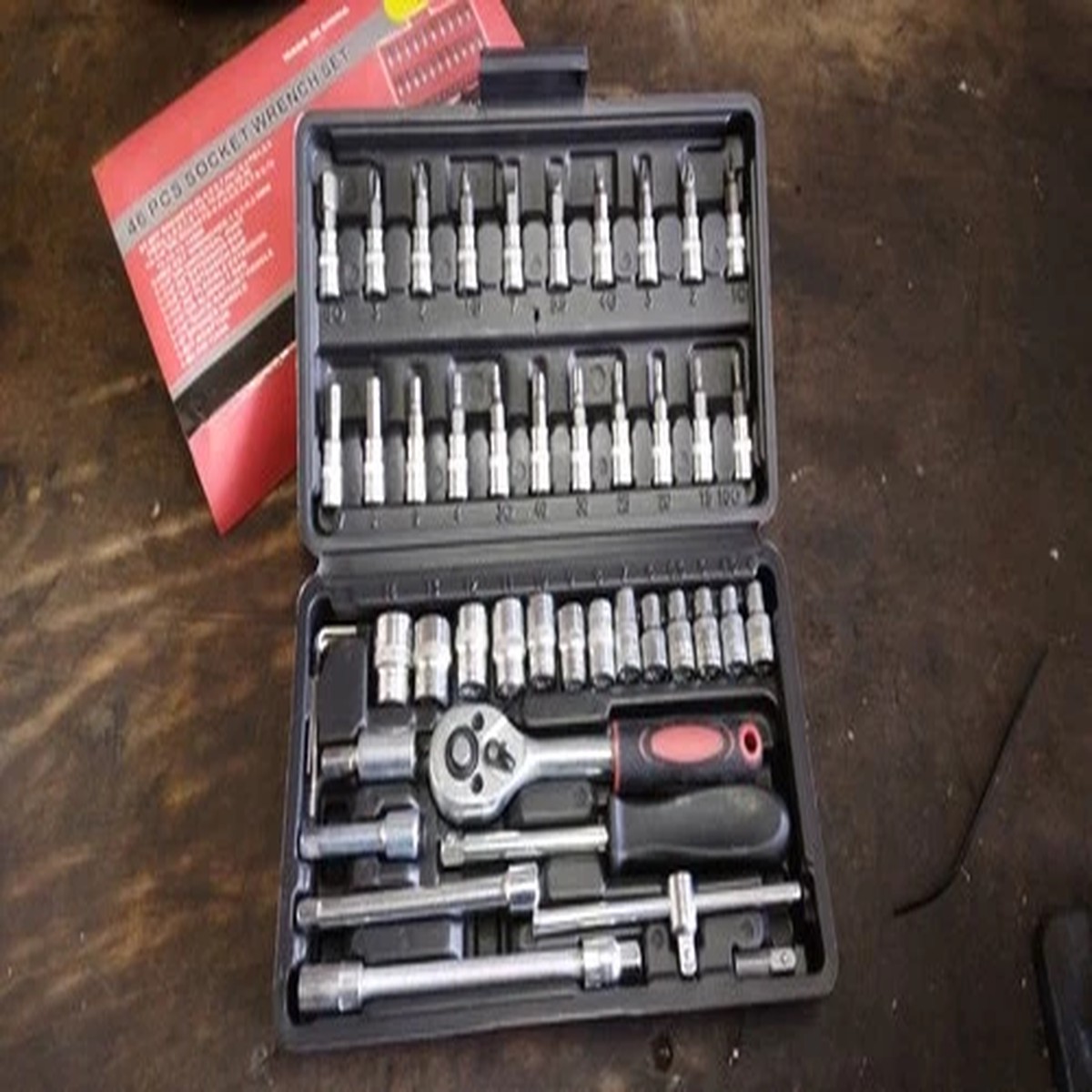 (817) 46Pcs Socket Ratchet Wrench Set 1/4" Diy Car Repair Tool Kit with Case