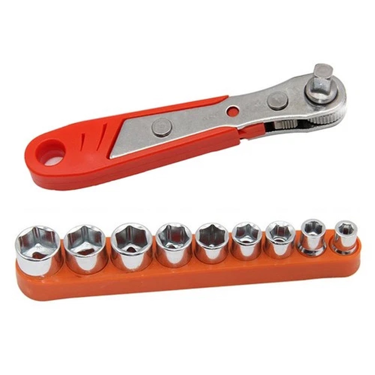 10 Piece Ratchet Socket Set for Confined Spaces with Easy Operation Design