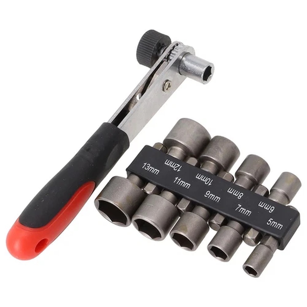 10pcs Ratchet Wrench 5-13mm Power Nut Driver Adapter Pawl Socket Spanner Set