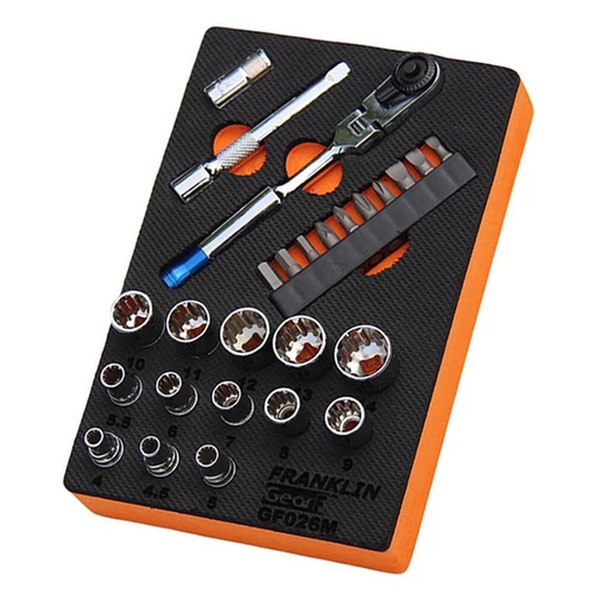 1/4" Drive Mini Ratchet & Multidrive Socket Set 26 Pce Franklin Tools GF026M