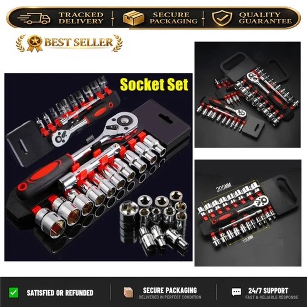 12-Piece Metric Socket Wrench Set Ratchet 4-13mm Auto Bike Tool Kit