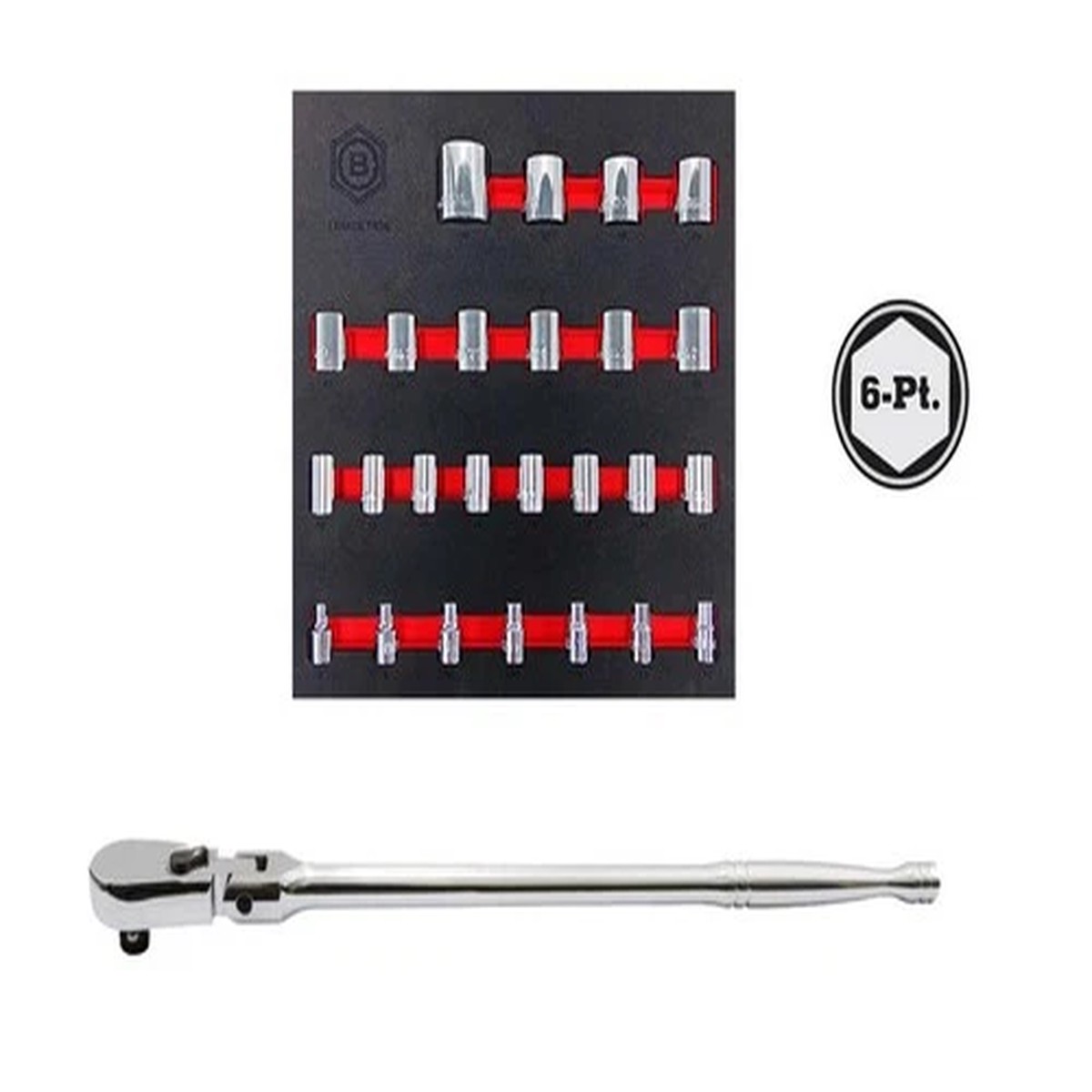 1/2" Drive Socket Set 10-36mm + Flex Head Ratchet From Britool Hallmark Range