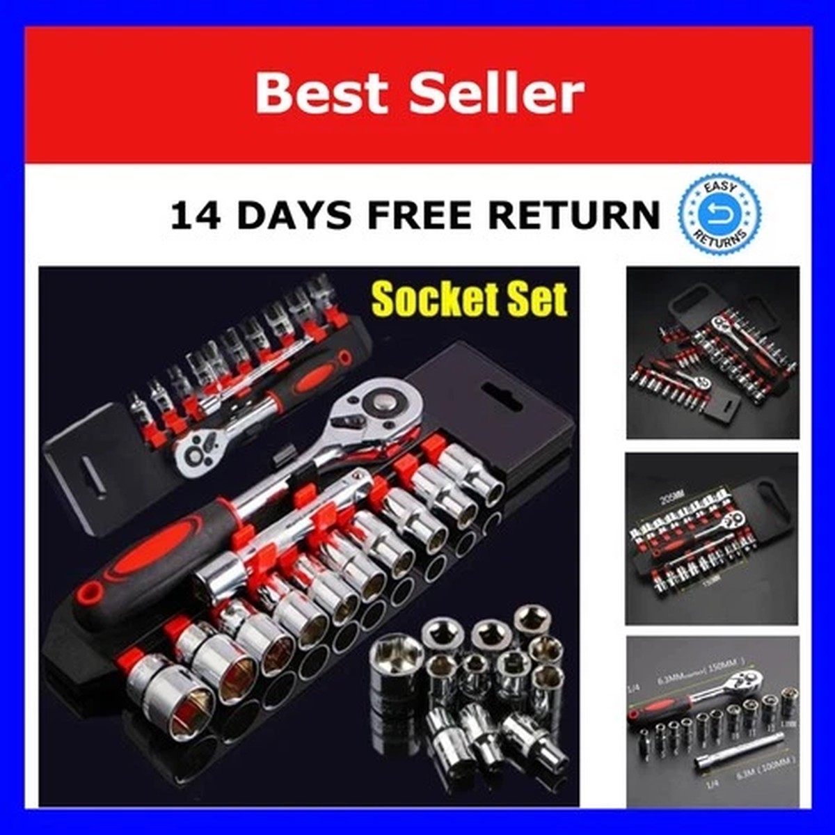 12-Piece Metric Socket Wrench Set Ratchet Tool Kit 4-13mm