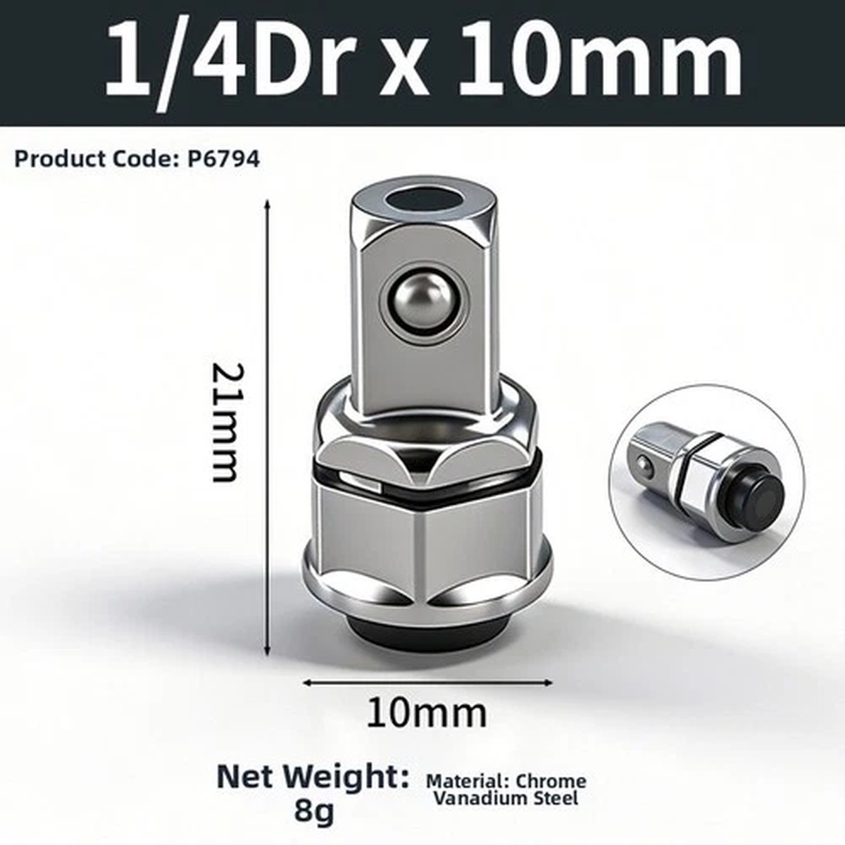 1/4 3/8 1/2 Inch Hex Ratchet Socket Adapter Set Quick Change Ball Detent