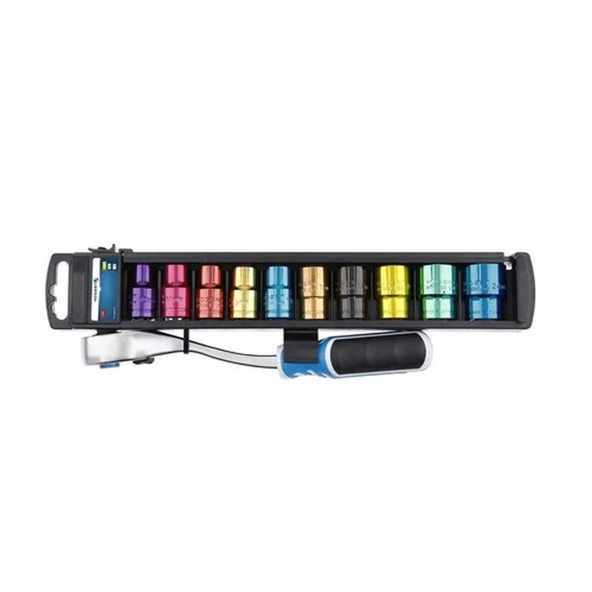 1/2" Sockets Set with Ratchet Handle 11 pcs Color Coded - HT1R382 of Hogert