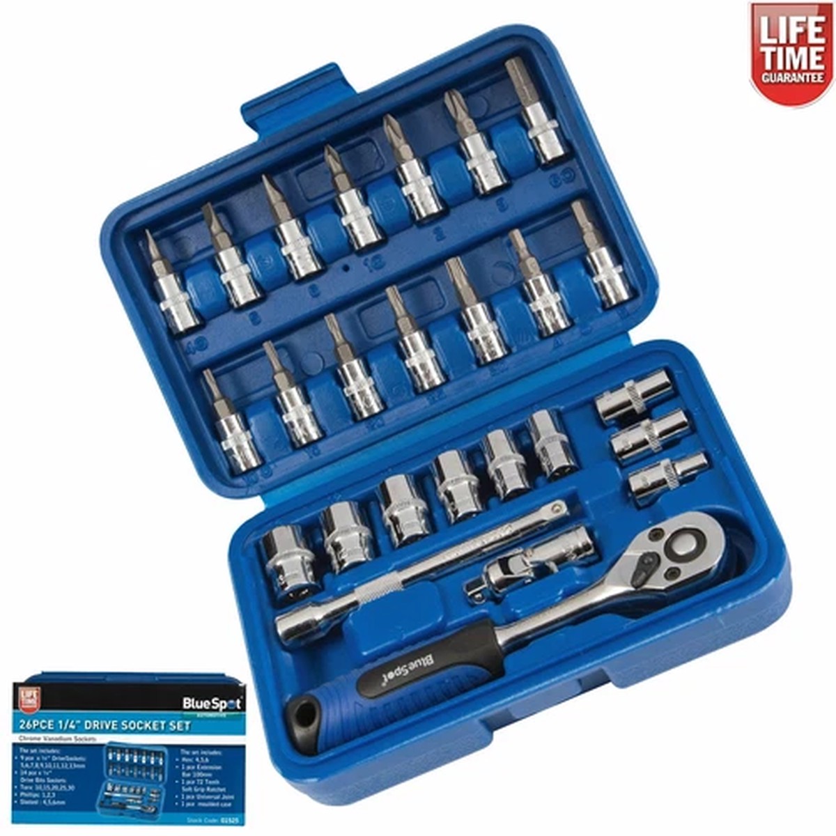 1/4" Drive Socket Set Hex Torx Pozi Slt Ph Screwdriver Bits 26pc 01525