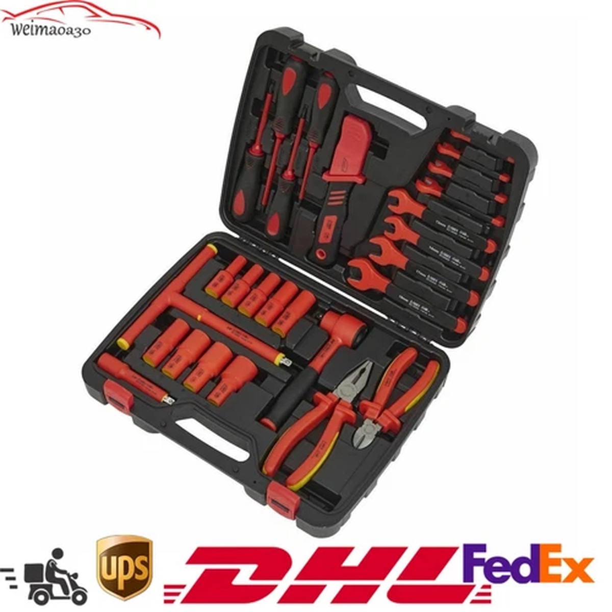 1000V Insulated Tool Kit 27pcs 3/8 Socket Set Extension Pliers Ratchet Tool Kit