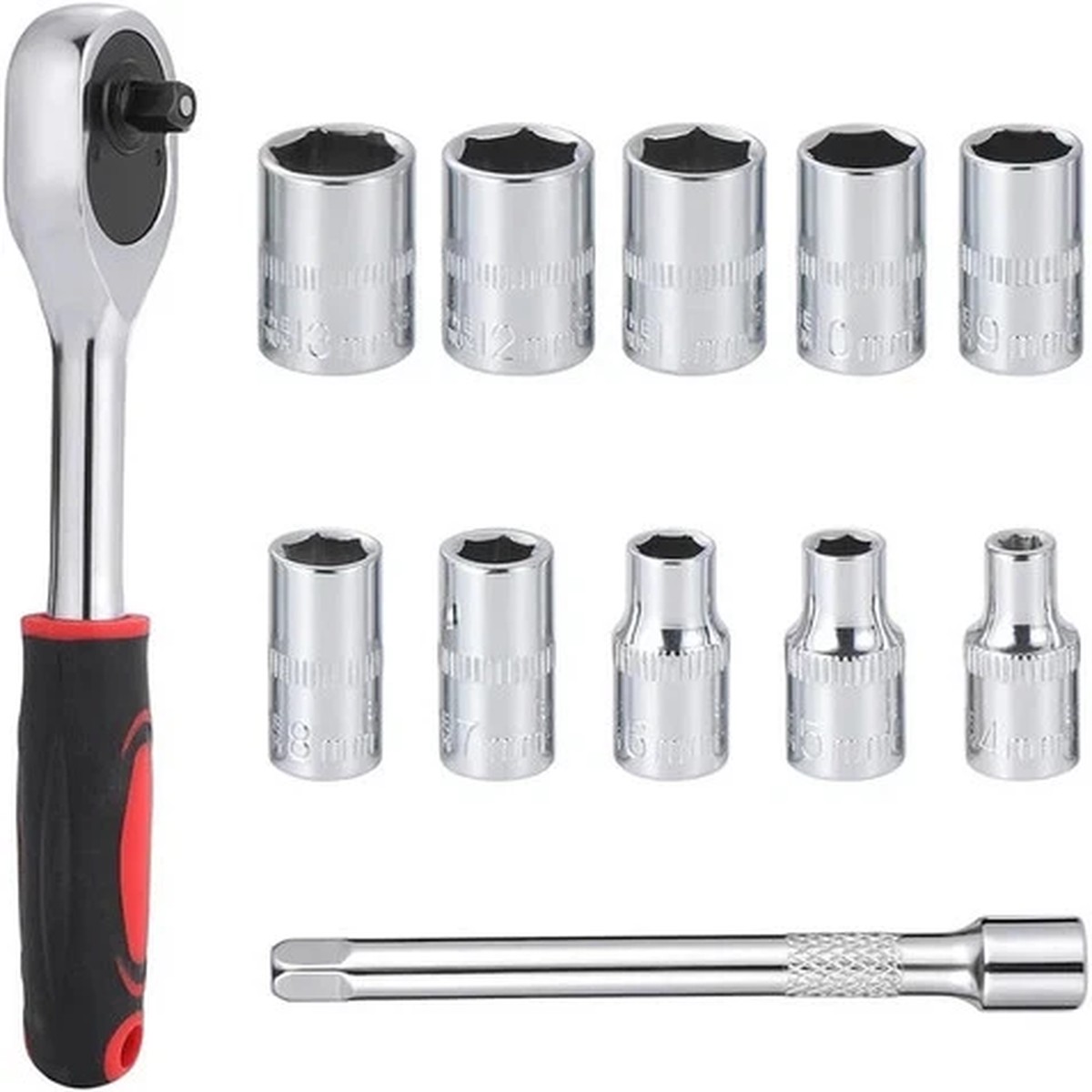 1/2-Inch Ratchet Wrench Key Set With Socket 12 Pc