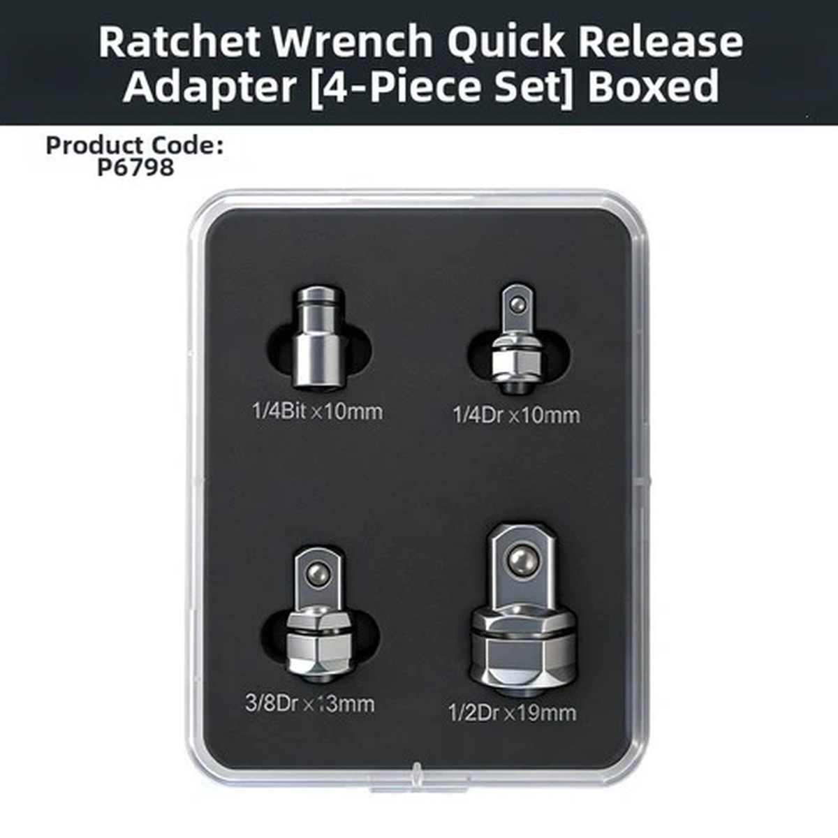 1/4 3/8 1/2 Inch Hex Ratchet Adapter Set Precision Fit Reduced Slippage