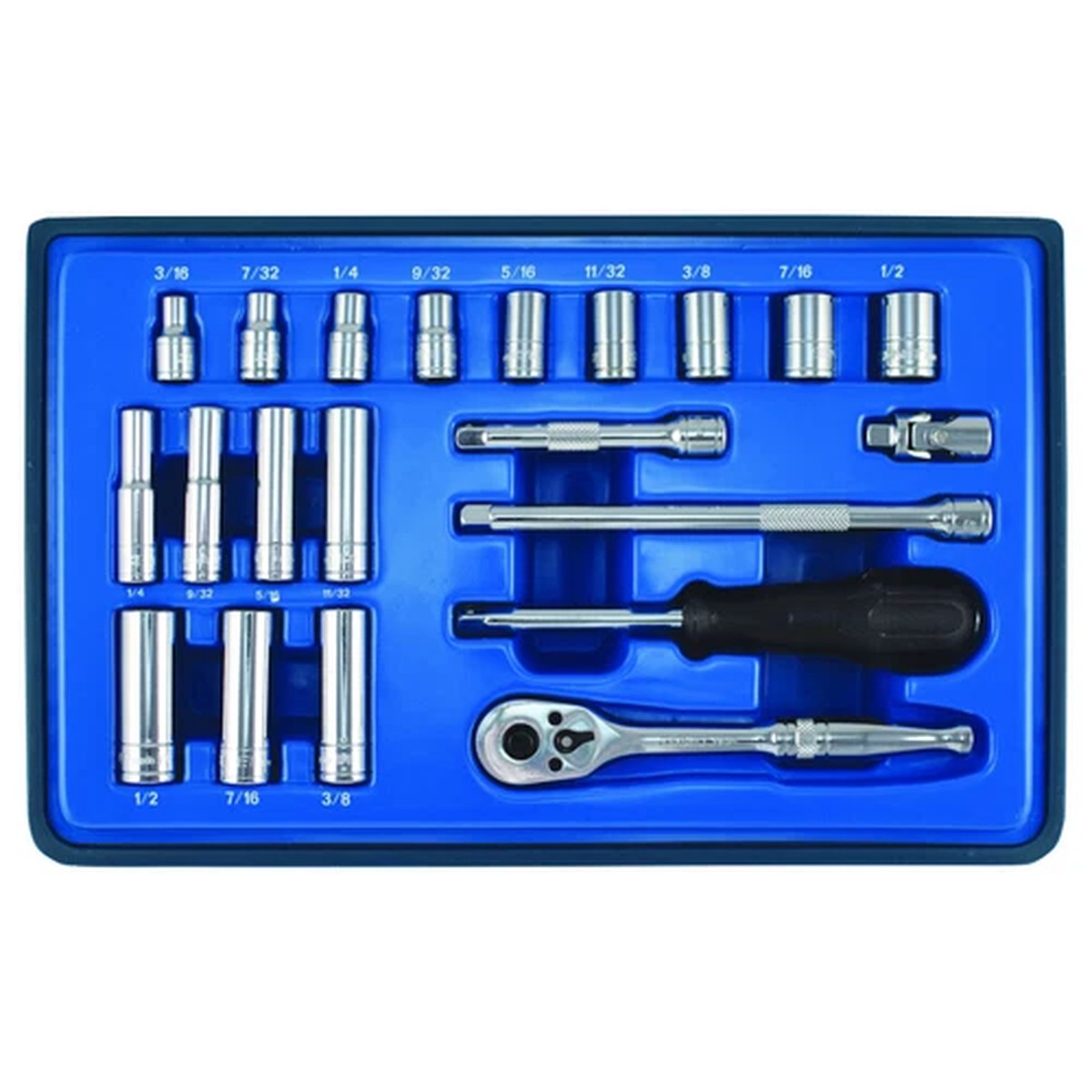1/4" Drive Imperial Socket Set Standard+Deep Signet S11621 21pc In Plastic Case