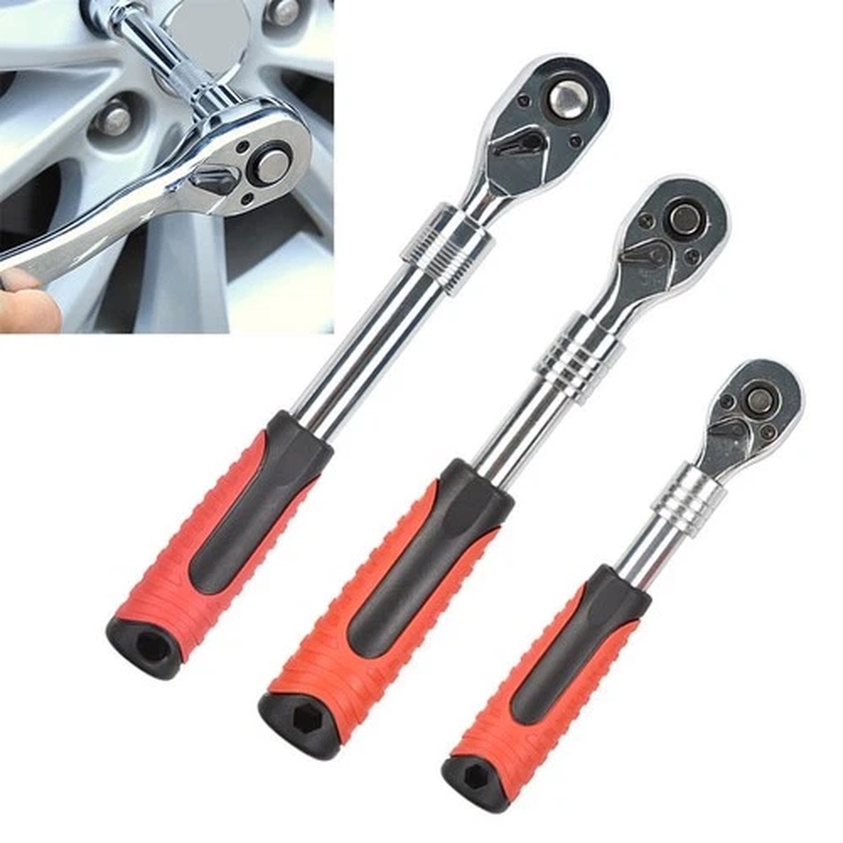 1/4 3/8 1/2 Inch Drive Ratchet Set 72 Tooth for Tight Space Auto Repairs