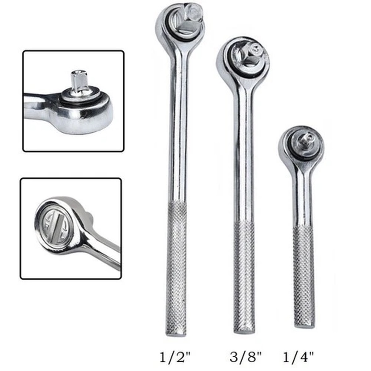 1/4 3/8 1/2 Inch Ratchet Wrench Set Chrome Vanadium Steel Quick Turn Lever