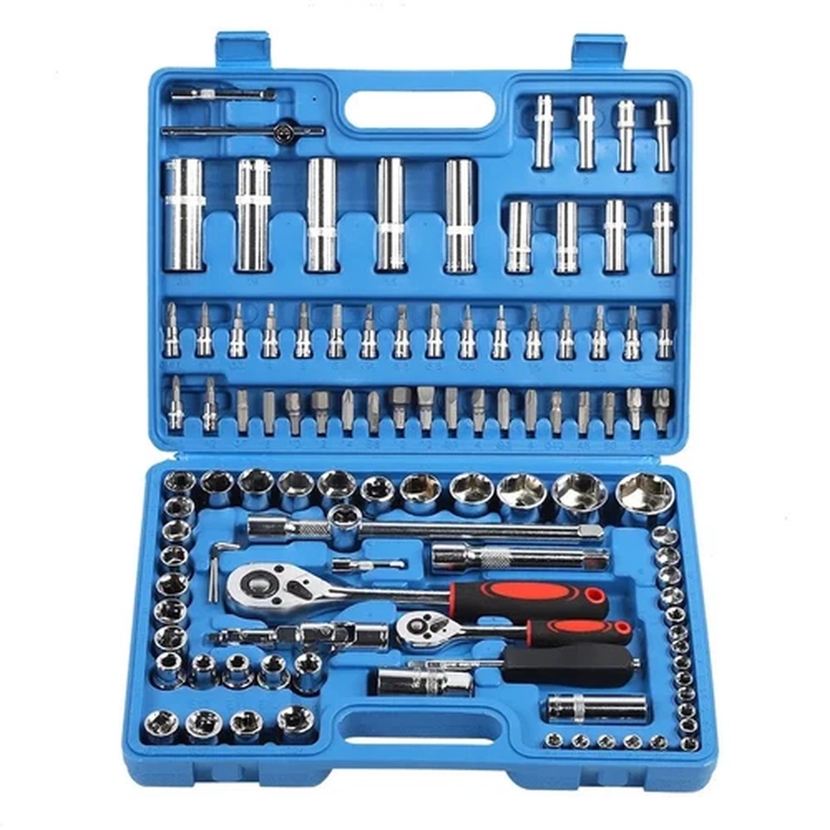 108Pcs Ratchet Wrench Socket Set 1/4in 1/2in CR40 Steel Socket Set Tool Case