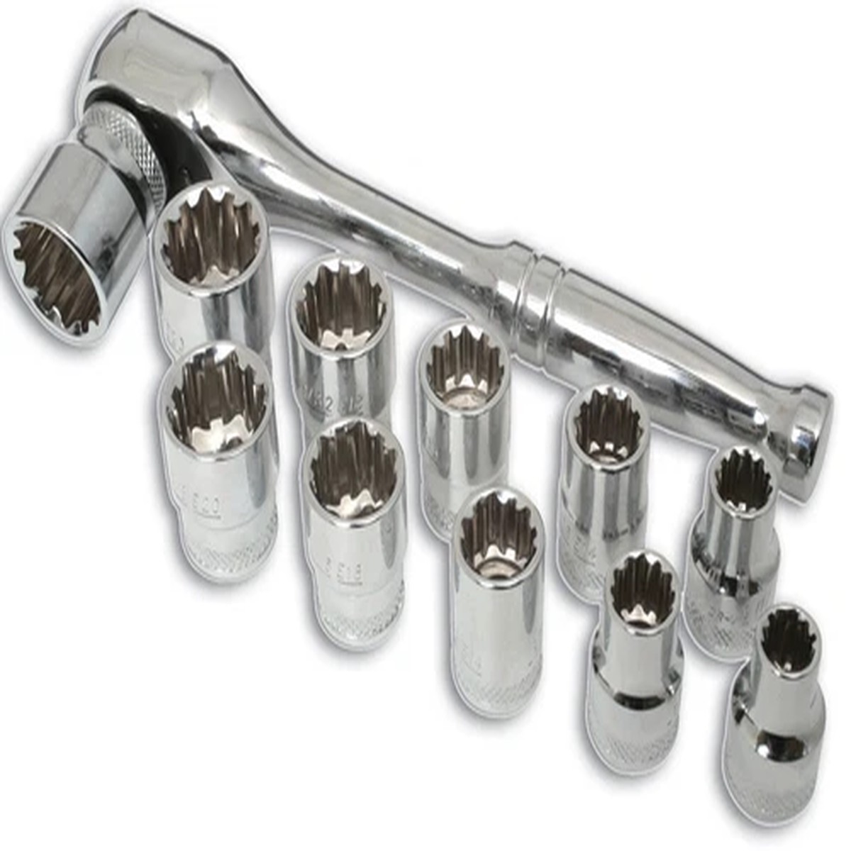 11 Piece 3/8 Drive Alldrive Socket Ratchet Set 8-19mm Star Metric AF WW BA