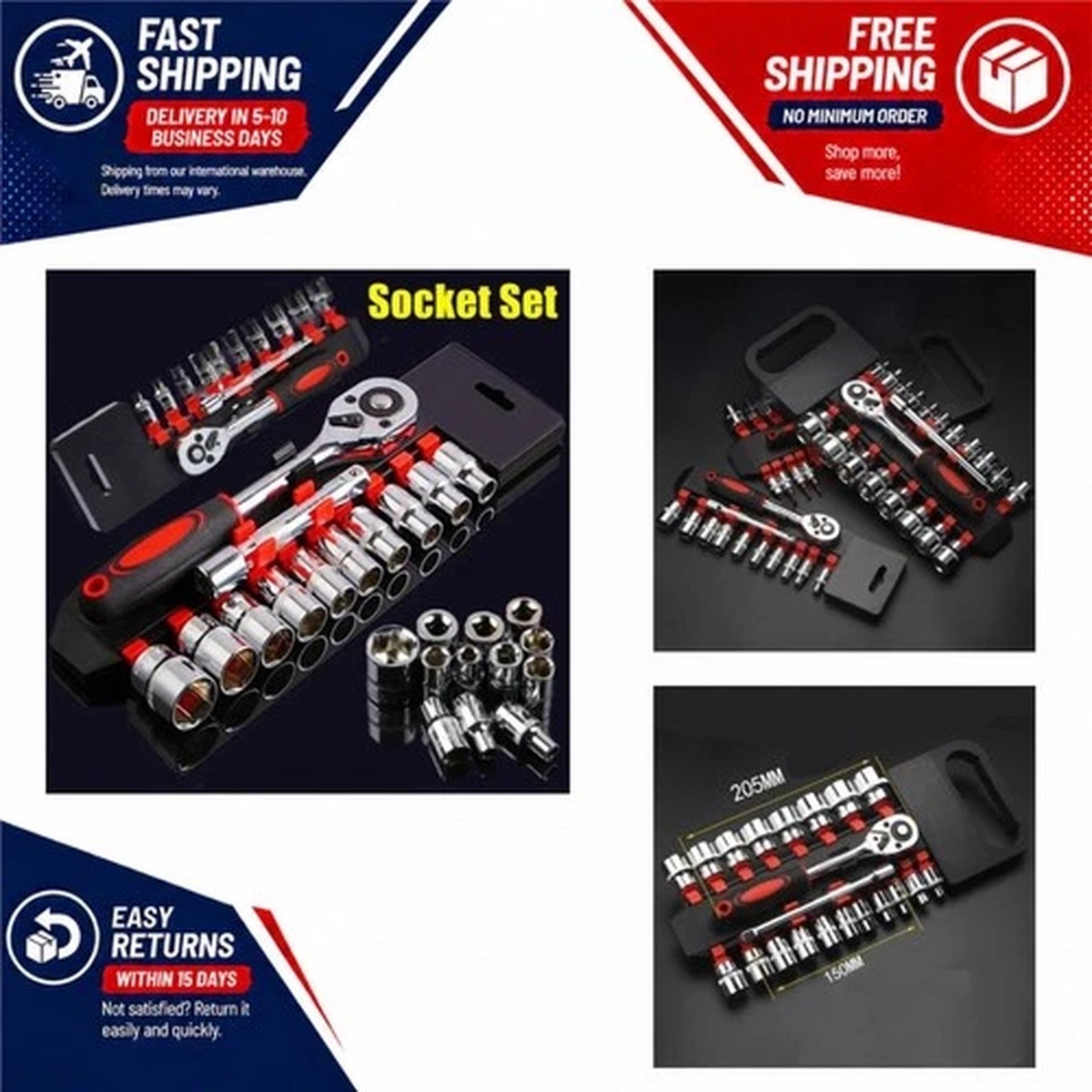 12-Piece Metric Socket Wrench Set Ratchet Tool Kit Auto Bike Repair